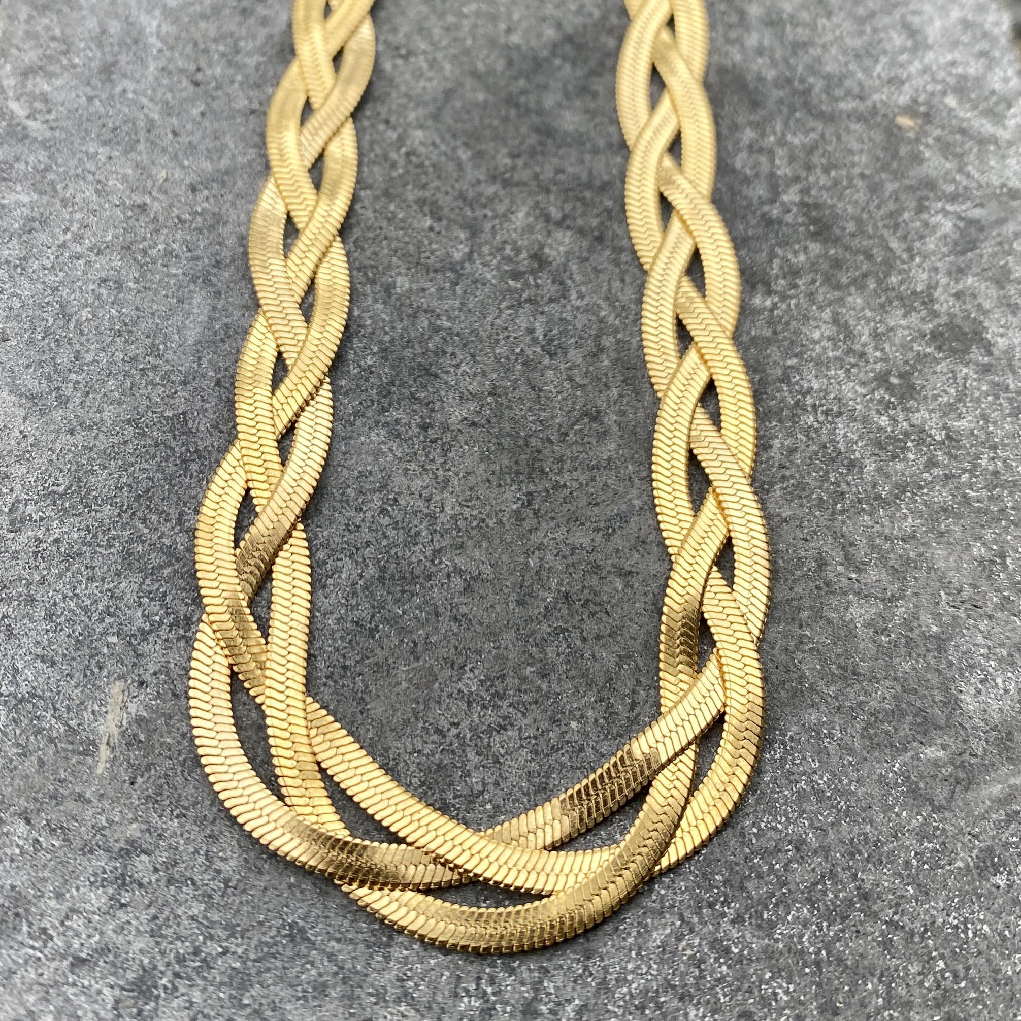 Gyllt fiskabeina keðja flétta 37-40 cm