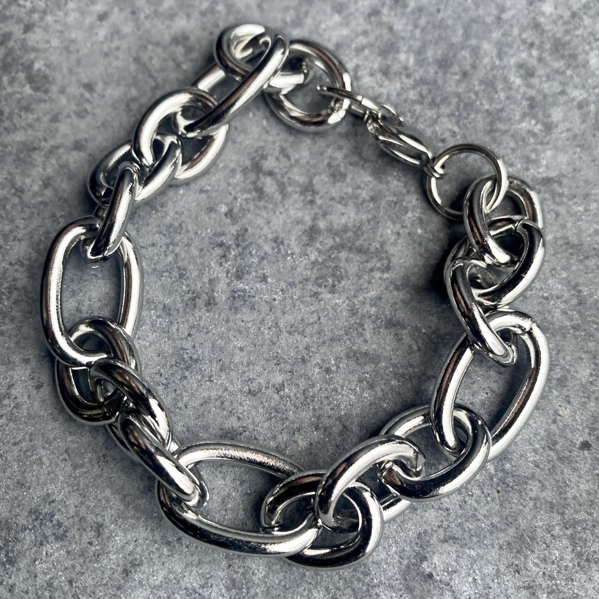 Armband dömu gróft hlekkja silfrað