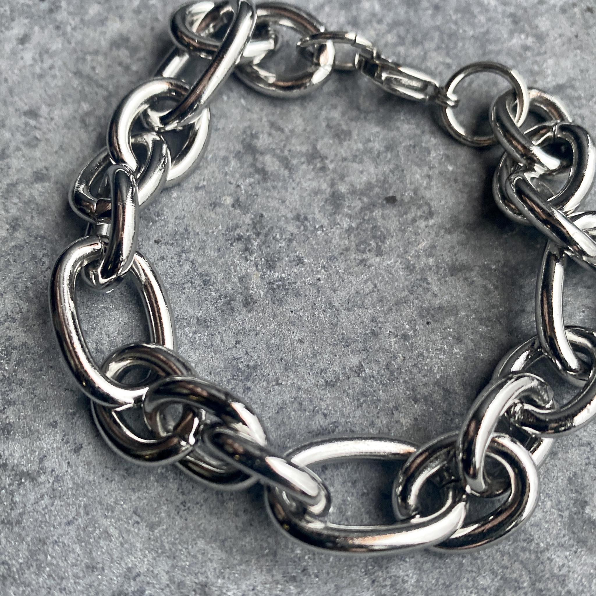Armband dömu gróft hlekkja silfrað